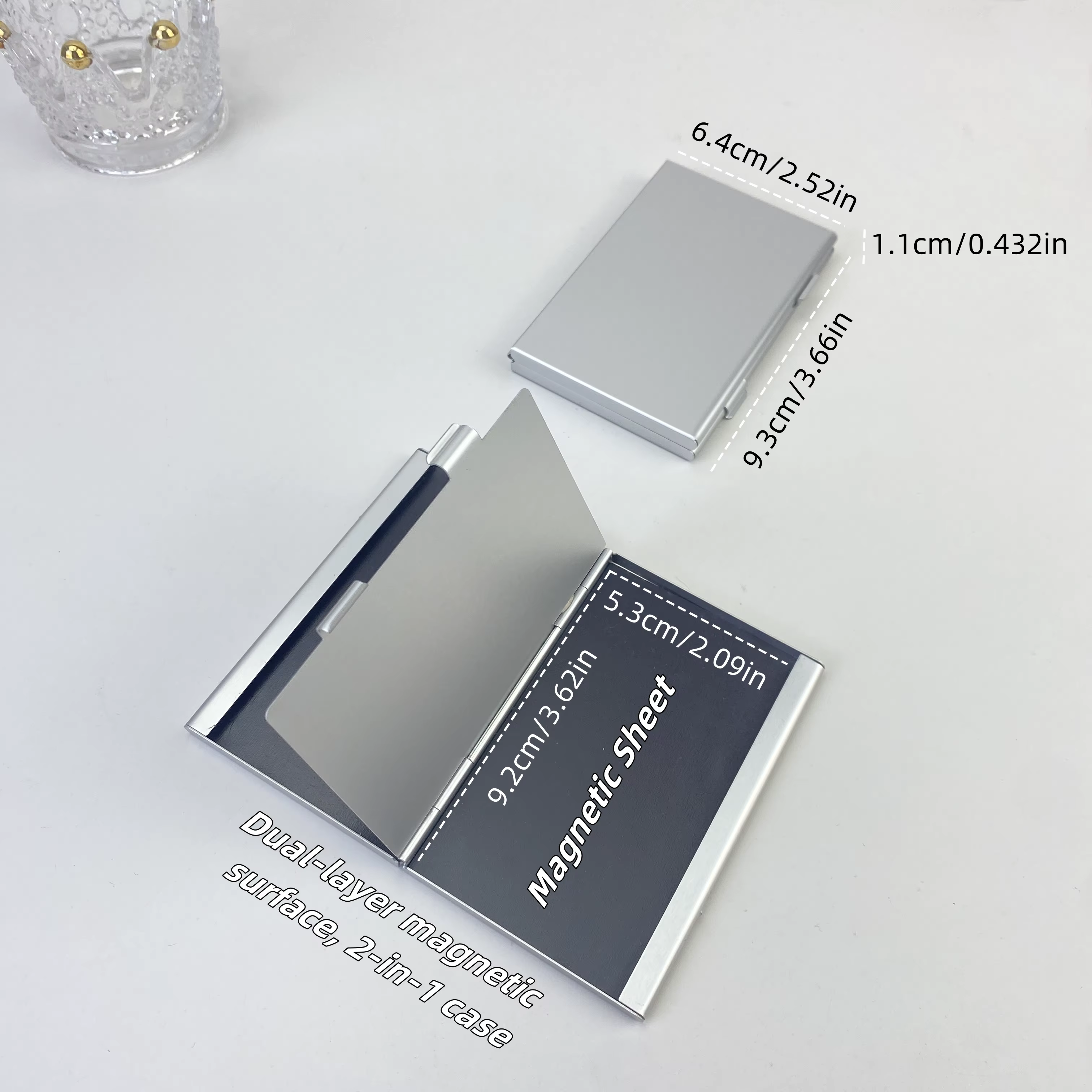 Boîte magnétique ultra-fine en aluminium à double couche DIY compacte - Étui rechargeable pour fards