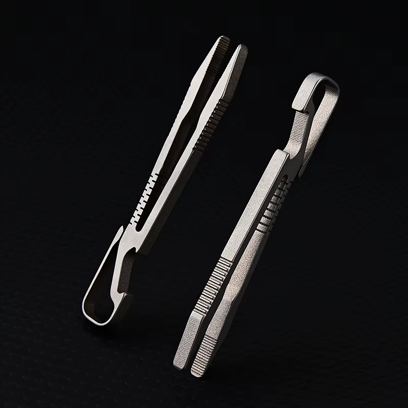 Pince à épiler multifonction TC4 en acier titane, avec tire-bouchon, Clips d'usinage CNC, Gadget EDC