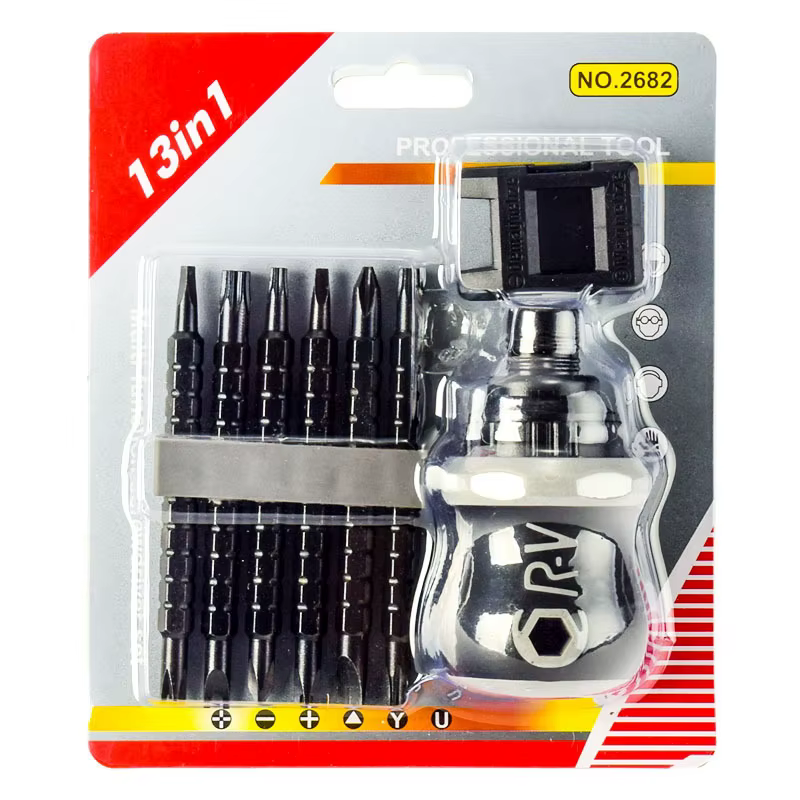 Tournevis à Double tête, Kit de tournevis à cliquet CRV télescopique détachable en forme de poignée 