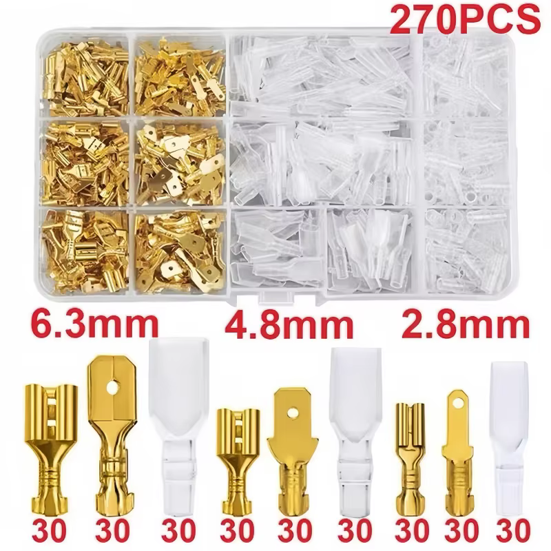 270 pièces/boîte – Kit combiné de connecteurs à sertir isolés et scellés transparents pour fils, 2,8