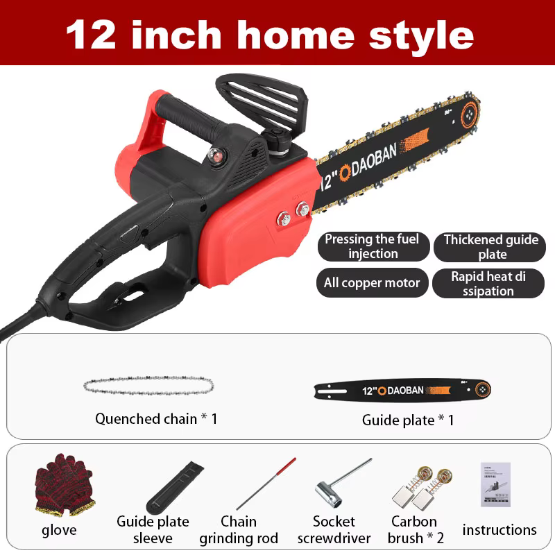 Tronçonneuse filaire haute puissance 12/16 pouces, 220V, portable, AC, domestique, sans balais, pour