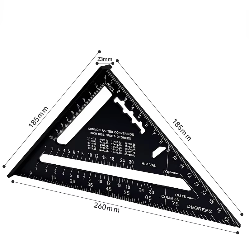 Règle triangulaire de 7 pouces, outil de mesure, alliage, outils de charpentier, MeaccelerAngle, vit