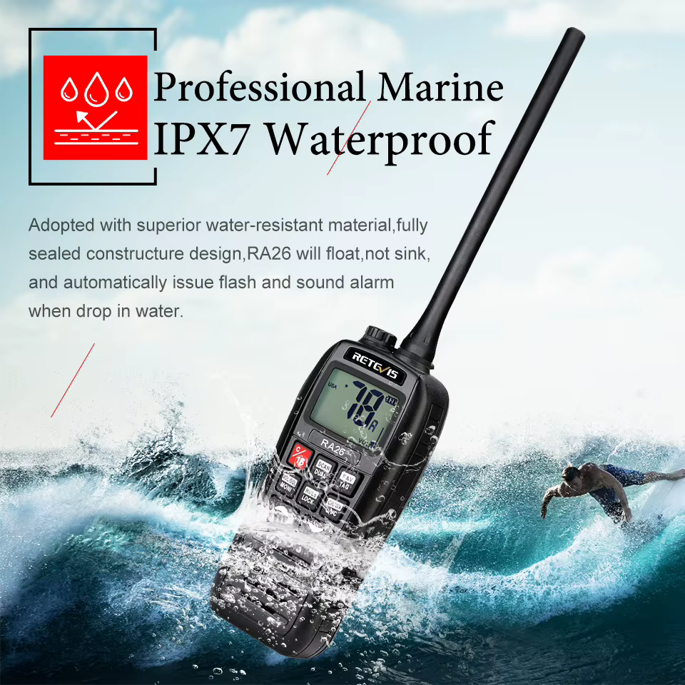 Retevis – talkie-walkie flottant Portable RA26 VHF, étanche IP67, 5W, Vibration, vidange d'eau, long