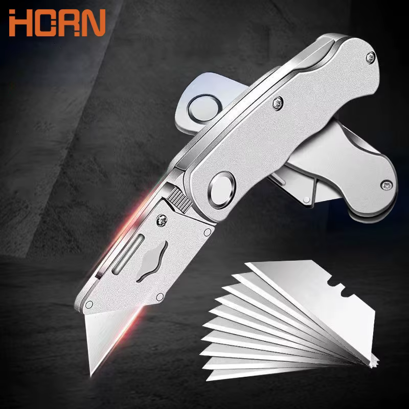 Couteau utilitaire pliant, manche en aluminium et plastique, coupe-câble de poche, lame de couteau p