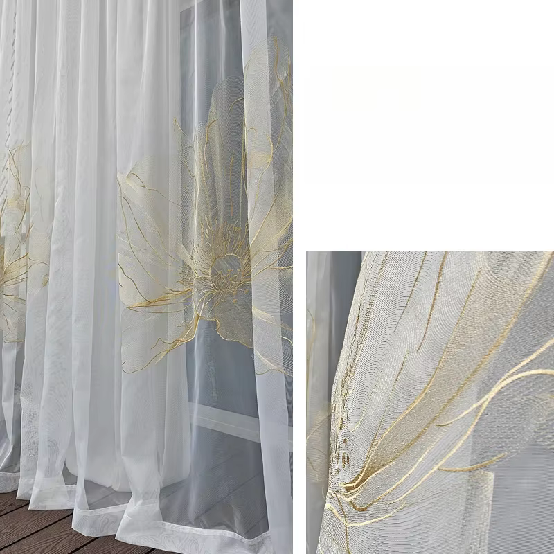 Rideaux transparents brodés de luxe modernes, sur mesure, pour salon, Style français, américain et e
