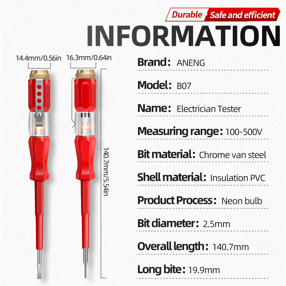 Stylo tournevis AC 100 V-500 V stylo de poche capteur détecteur de tension testeur tournevis pince T