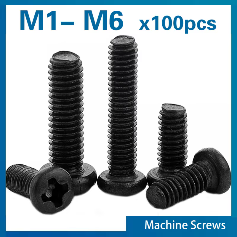 Vis à tête cylindrique encastrée en croix, 100 pièces/lot, M1 M1.2 M1.6 M2 M2.5 M3 M4 M6, vis à méta