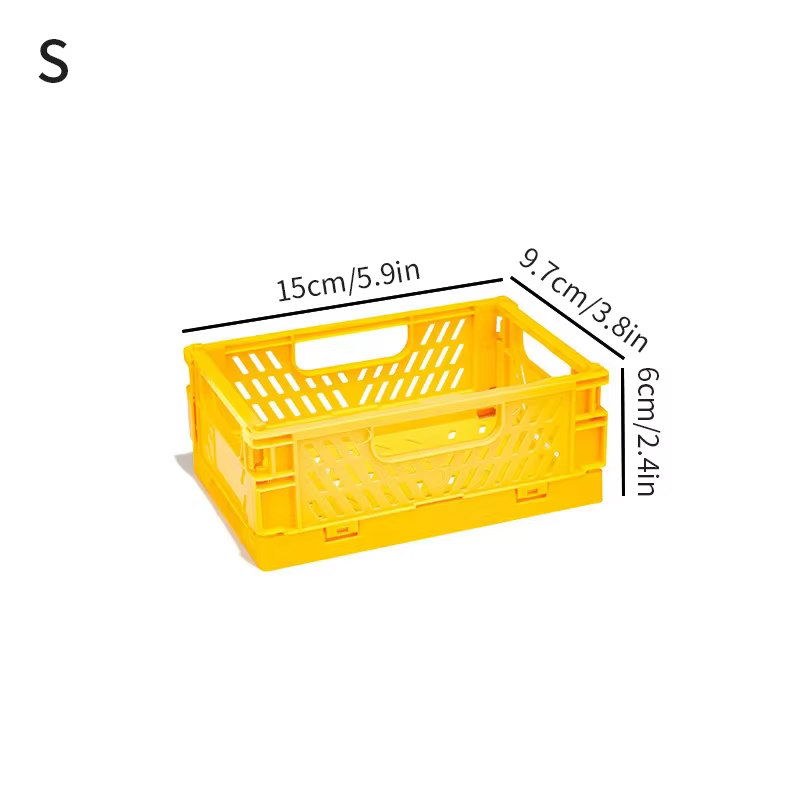 Panier de rangement pliable en plastique pour la maison, caisse pliable de bureau pour étudiants, or