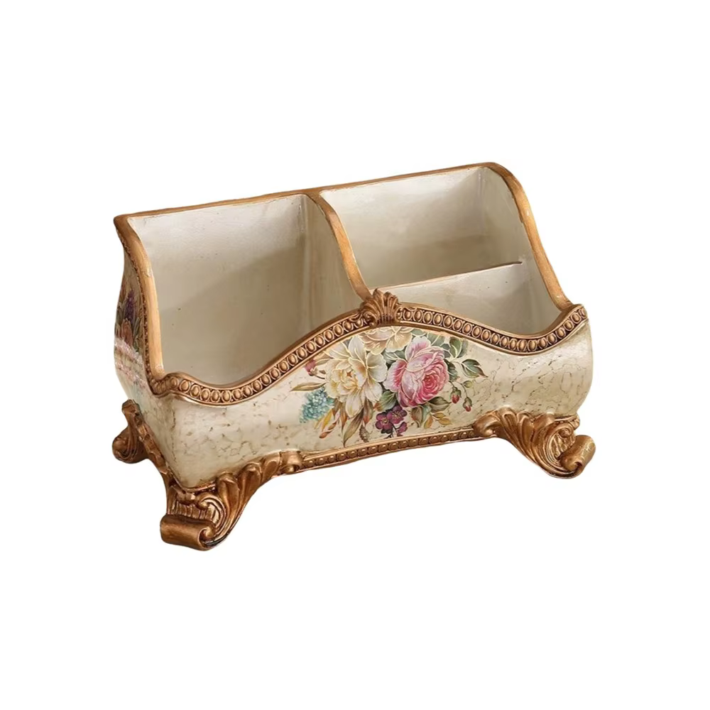 Boîte de rangement en résine de style européen, 3 compartiments, boîte de rangement rétro pour téléc