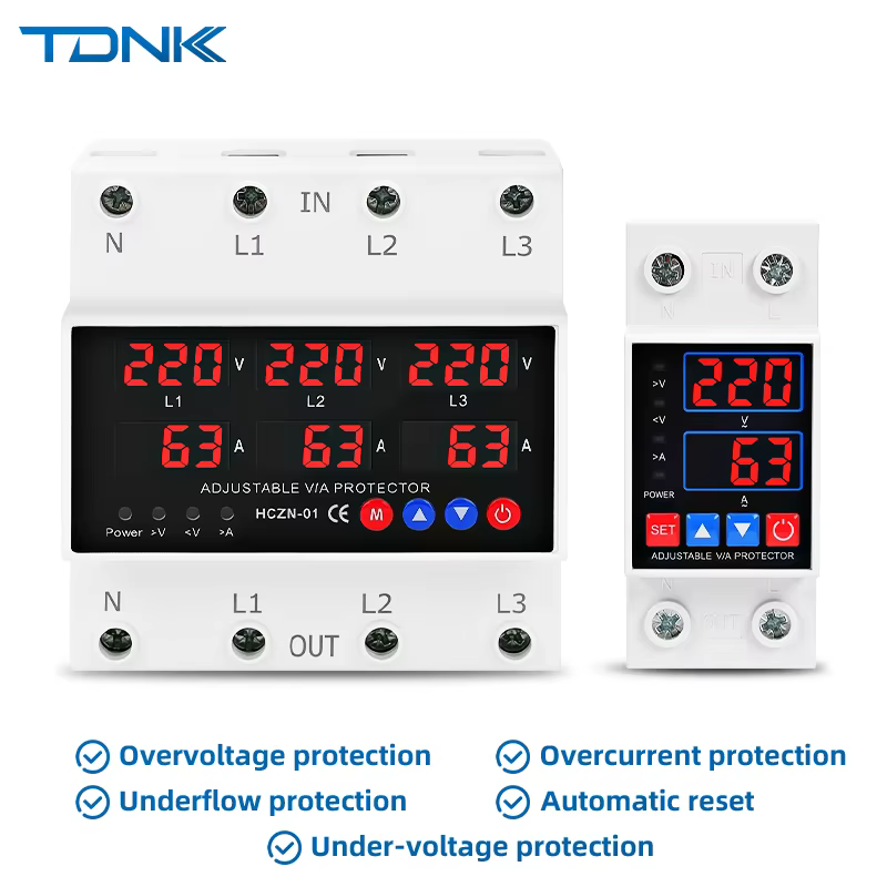 Rail Din surintensité sur tension sous-tension dispositif de Protection 40A 63A 100AVvoltage protect