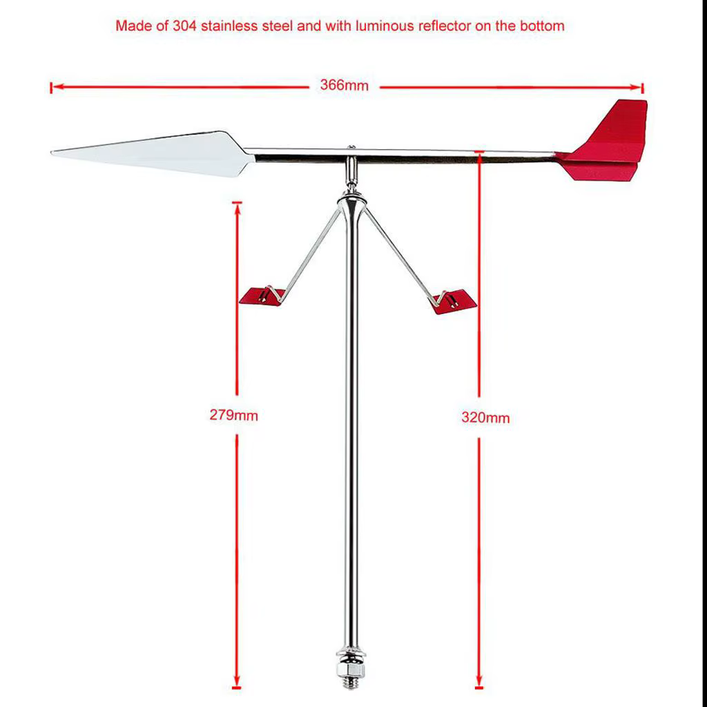 Instrument de détermination de la direction du vent en acier inoxydable, anémomètre, outil de naviga