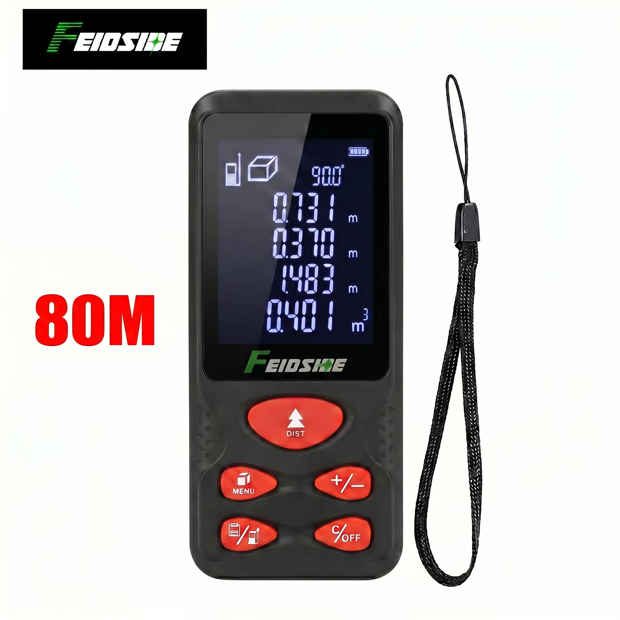 Télémètre laser rouge FEIDISDE 80M/120M avec fonction de mesure d'angle, écran LCD, mesure numérique