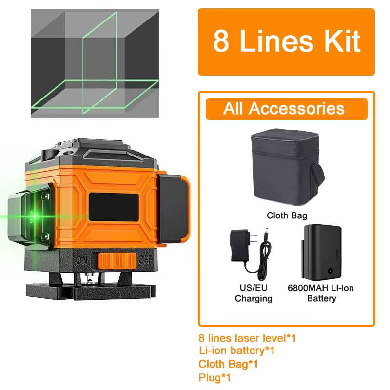 Niveau Laser professionnel 4D 16 lignes, faisceau vert auto-nivelant 360, outil de Construction de n