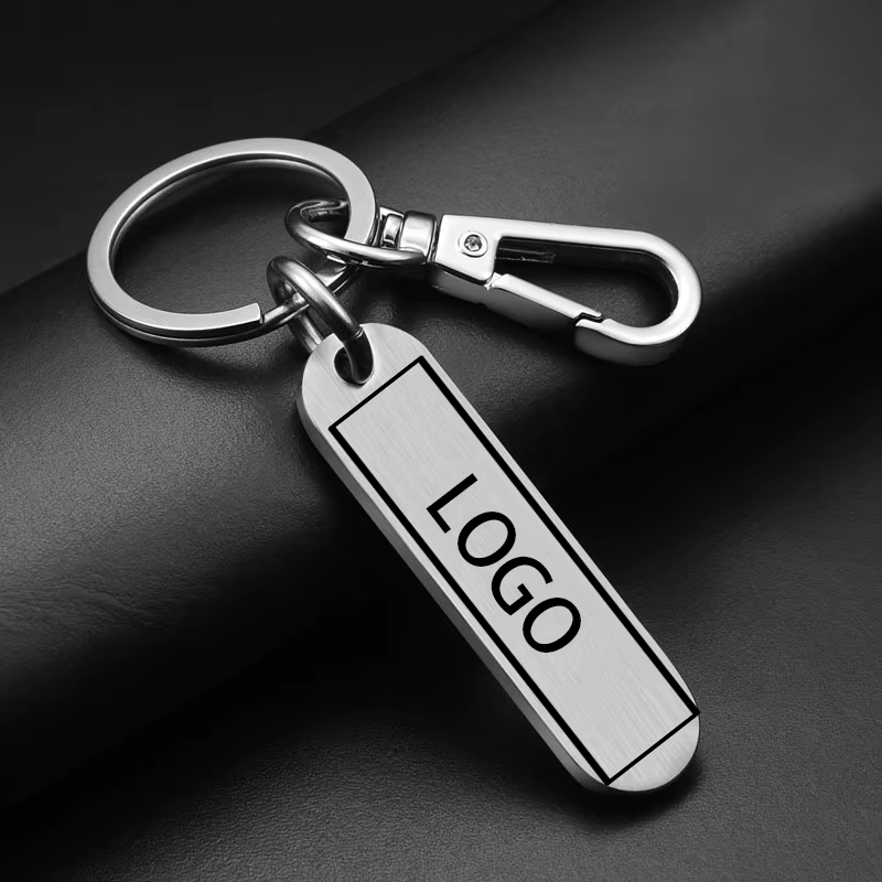 Porte-clés avec logo personnalisé, porte-clés personnalisés en acier inoxydable avec lettrage gravé 