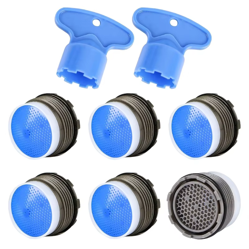 Aérateur robinet avec clés d'aérateur, 6 pièces, économie d'eau, limiteurs débit, insertion