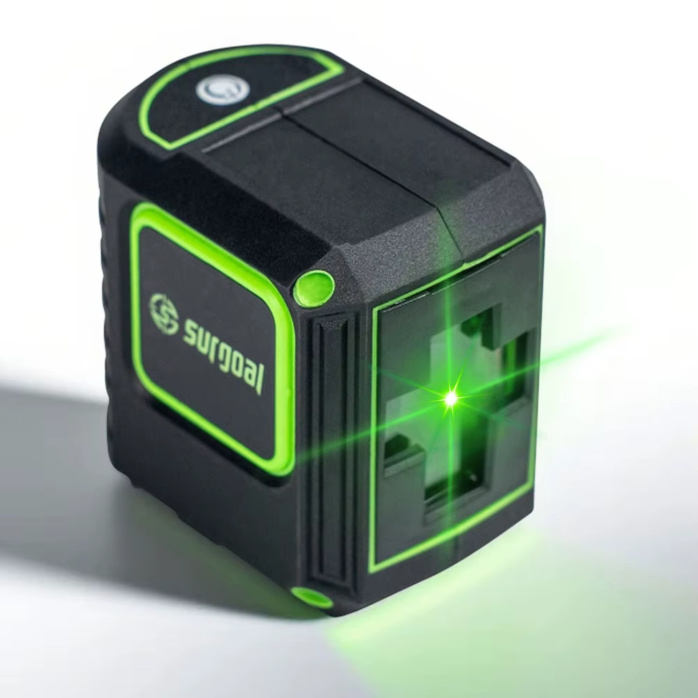 Niveau laser à 2 lignes vert, mode auto-nivelant, pendule verrouillé, précision 2 mm/5 m, laser vert