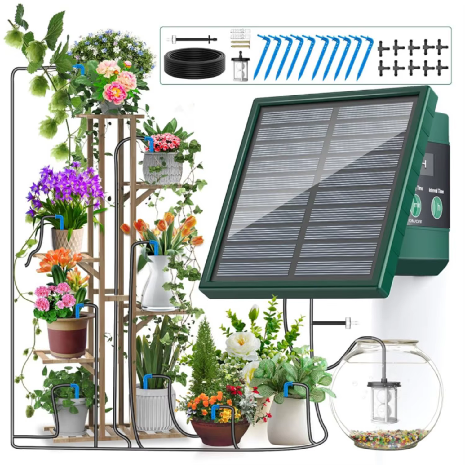 Système d'irrigation goutte-à-goutte solaire automatique, pour jardin, balcon, bricolage, tuyau d'ar