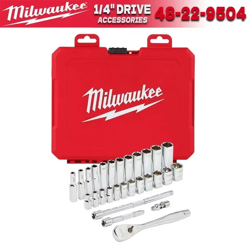Milwaukee 48-22-9504 Ensemble de clés à cliquet et douilles métriques 1/4" 28 pièces MILWAUKEE Acces