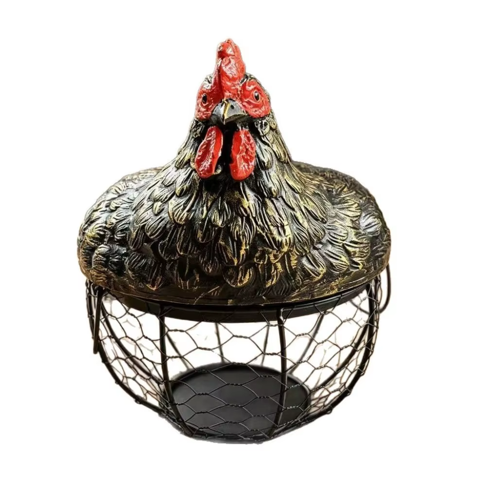 Panier à œufs décoratif en forme de poulet, organisateur d'œufs rustique et mignon, panier de rangem