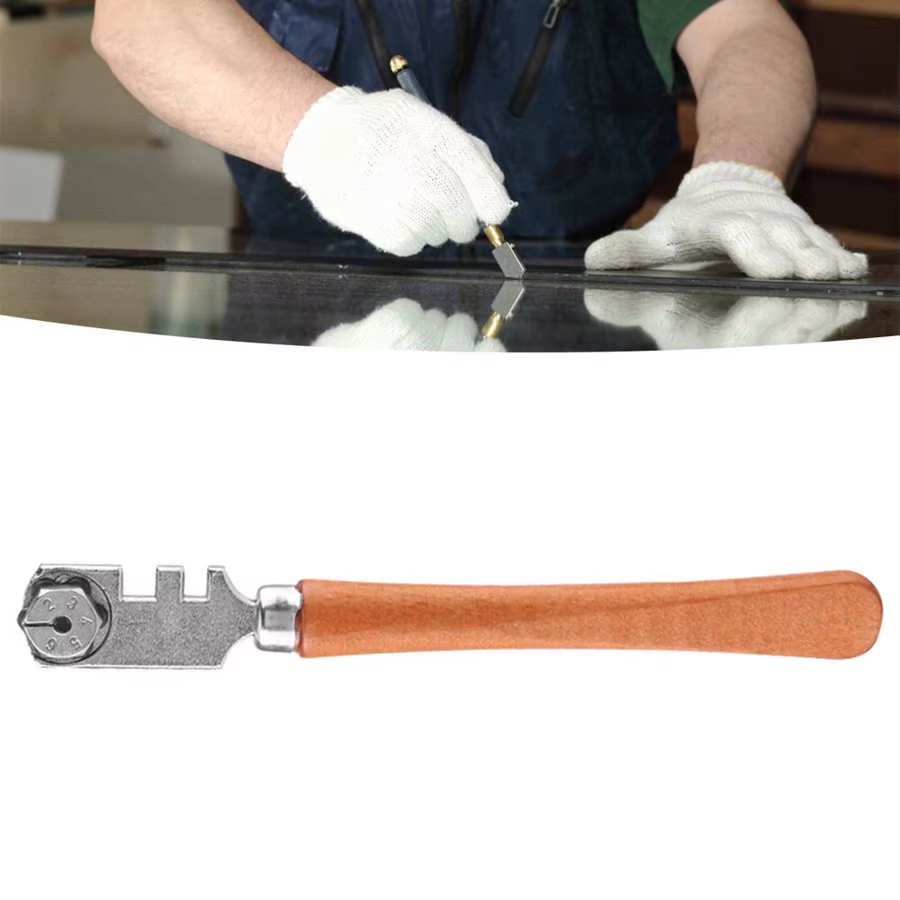 Coupe-verre professionnel à Six roues, 130MM, Kit d'outils de découpe artisanale avec manche en bois