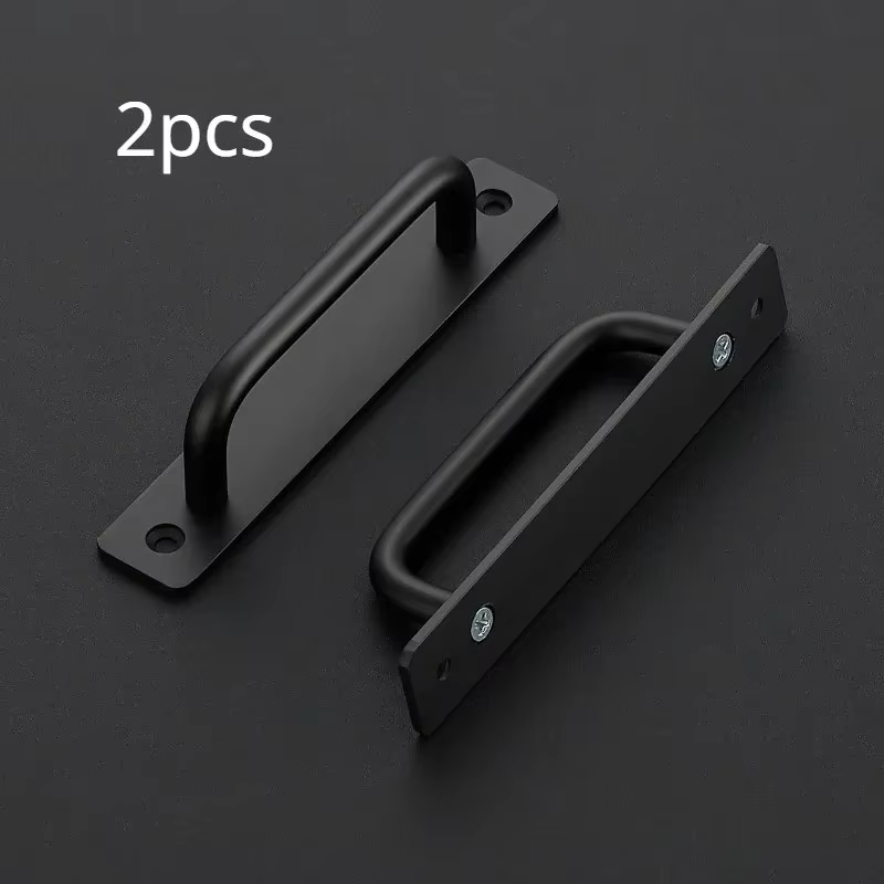 Poignées de porte de grange 2 pièces, poignée de porte coulissante, poignées d'armoire noires, poign
