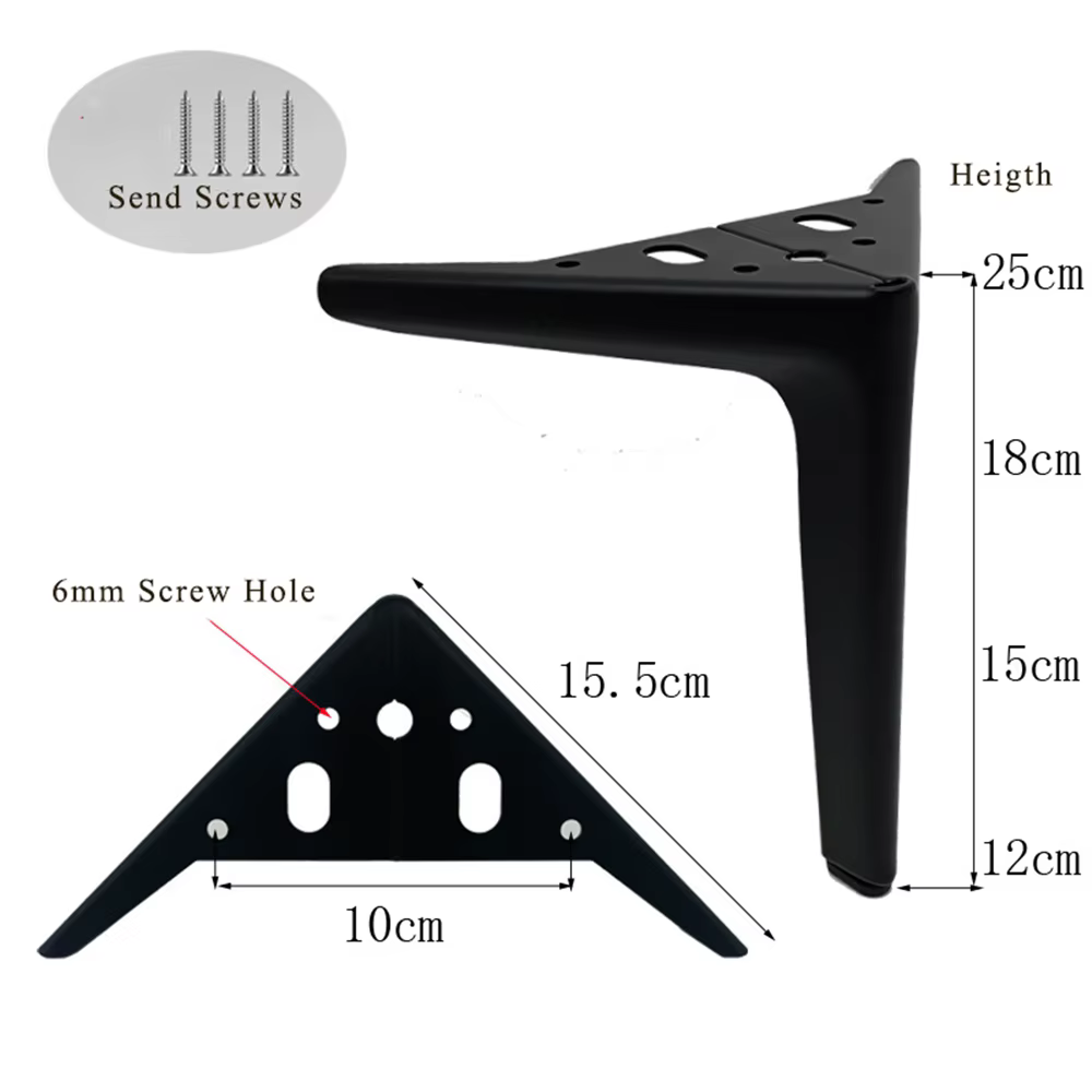 4 pièces pieds de meubles en métal en acier au carbone meuble TV lit pieds de table basse noir or ar
