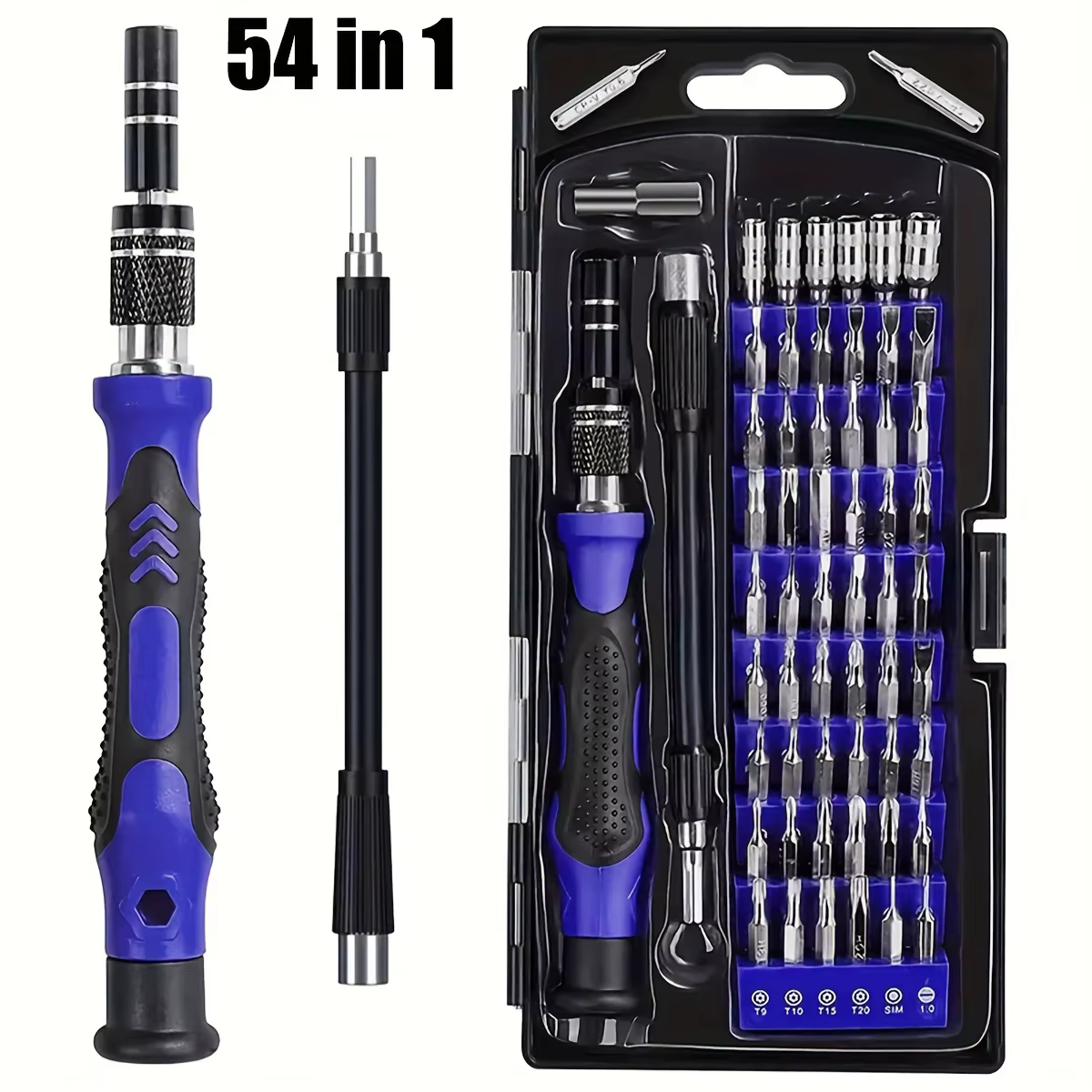 Kit de tournevis de précision, 54 en 1 avec embouts, kit de tournevis magnétique avec tige flexible,