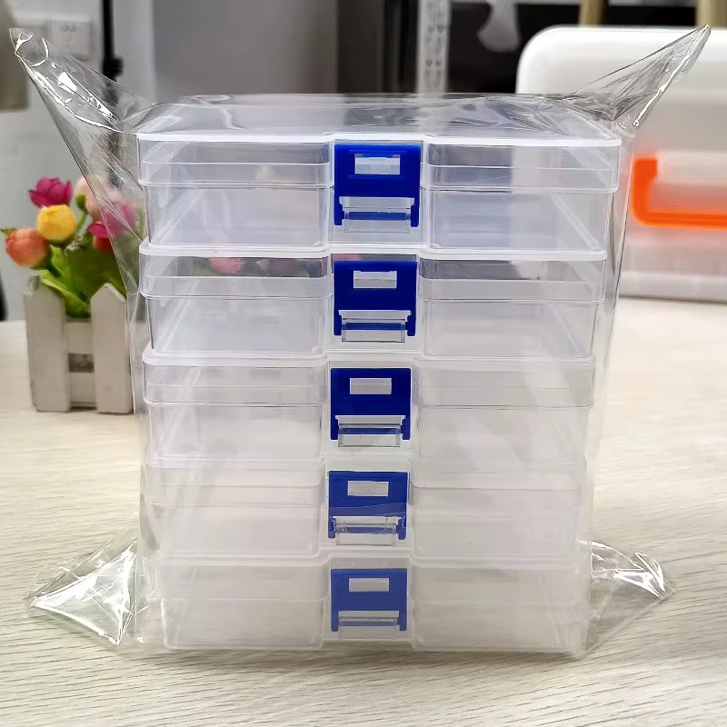 Boîte en plastique transparente rectangulaire pour embouts de tournevis, outils, lames, étui de rang