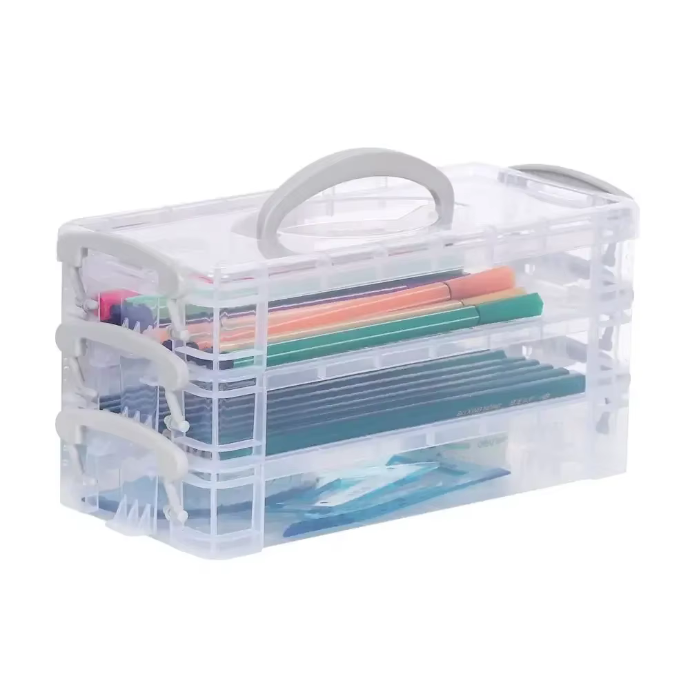 Boîte à pinceaux Portable à 3/6 couches, boîte de rangement pour stylos aquarelle de couleur, boîte 