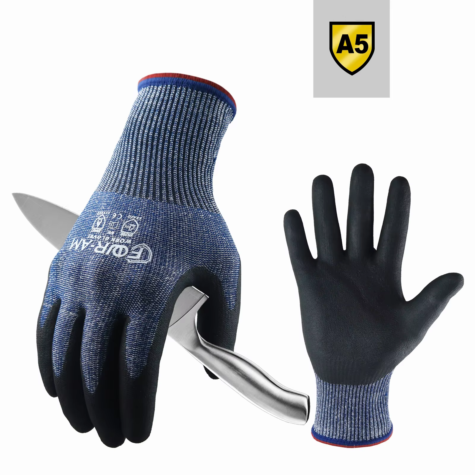 Gants résistants aux coupures de niveau 5, poignée ferme antidérapante, travail robuste, revêtement 