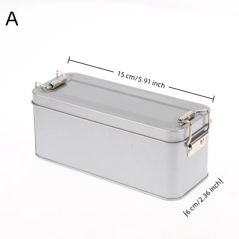 Boîte en fer blanc à boucle rectangulaire – Boîte de rangement en fer blanc avec couvercle, pour gât
