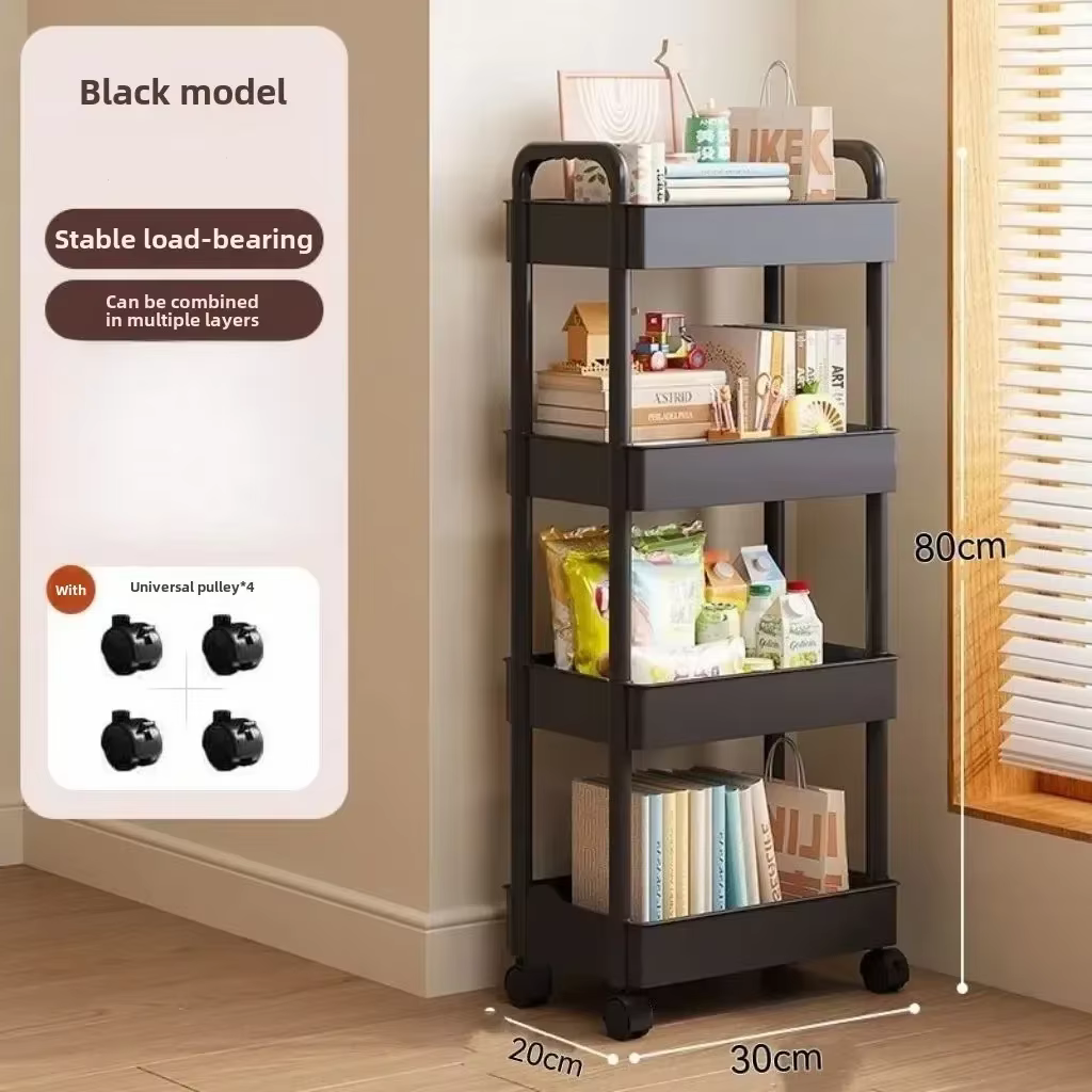 Chariot de rangement à étagères ouvertes, organisateur multifonctionnel, présentoir de livres, décor