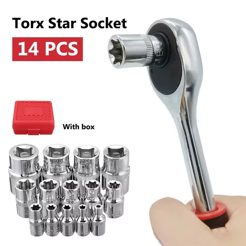 Jeu de douilles en forme d'étoile femelle Torx Bit, outil de réparation de voiture, 5/14 pouces, 1/4
