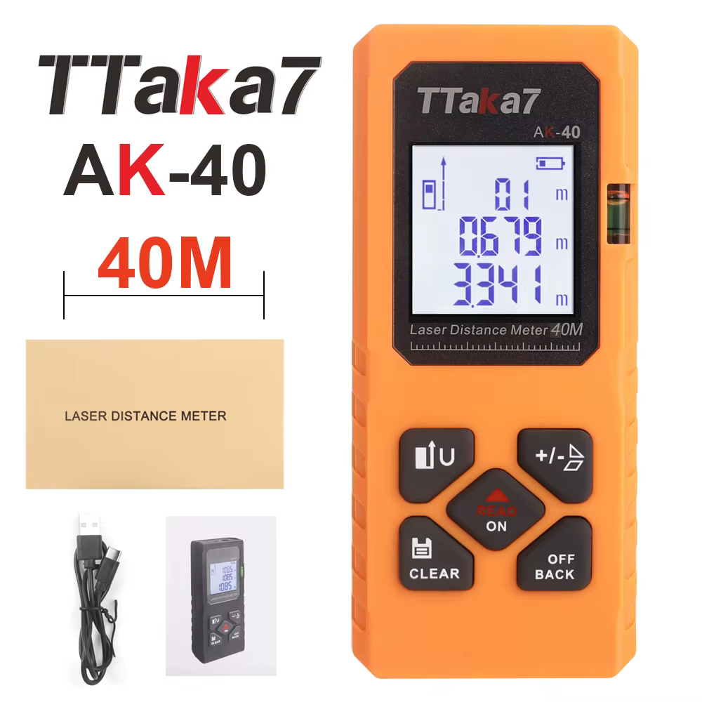 Télémètre laser TTaka7 40M/60M, ruban à mesurer numérique, télémètre de précision avec mesure de dis