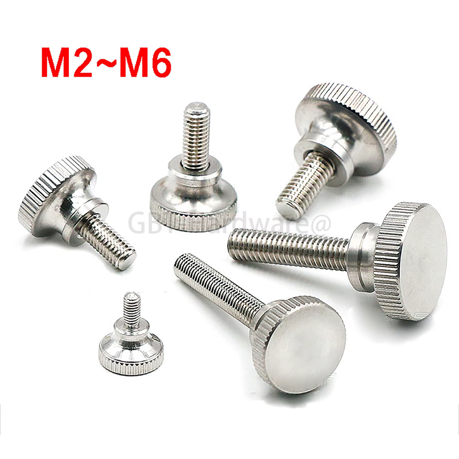 Vis à pouce moletées M2 M2.5 M3 M4 M5 M6 303, boulons de poignée en acier inoxydable, longueur 3 - 3