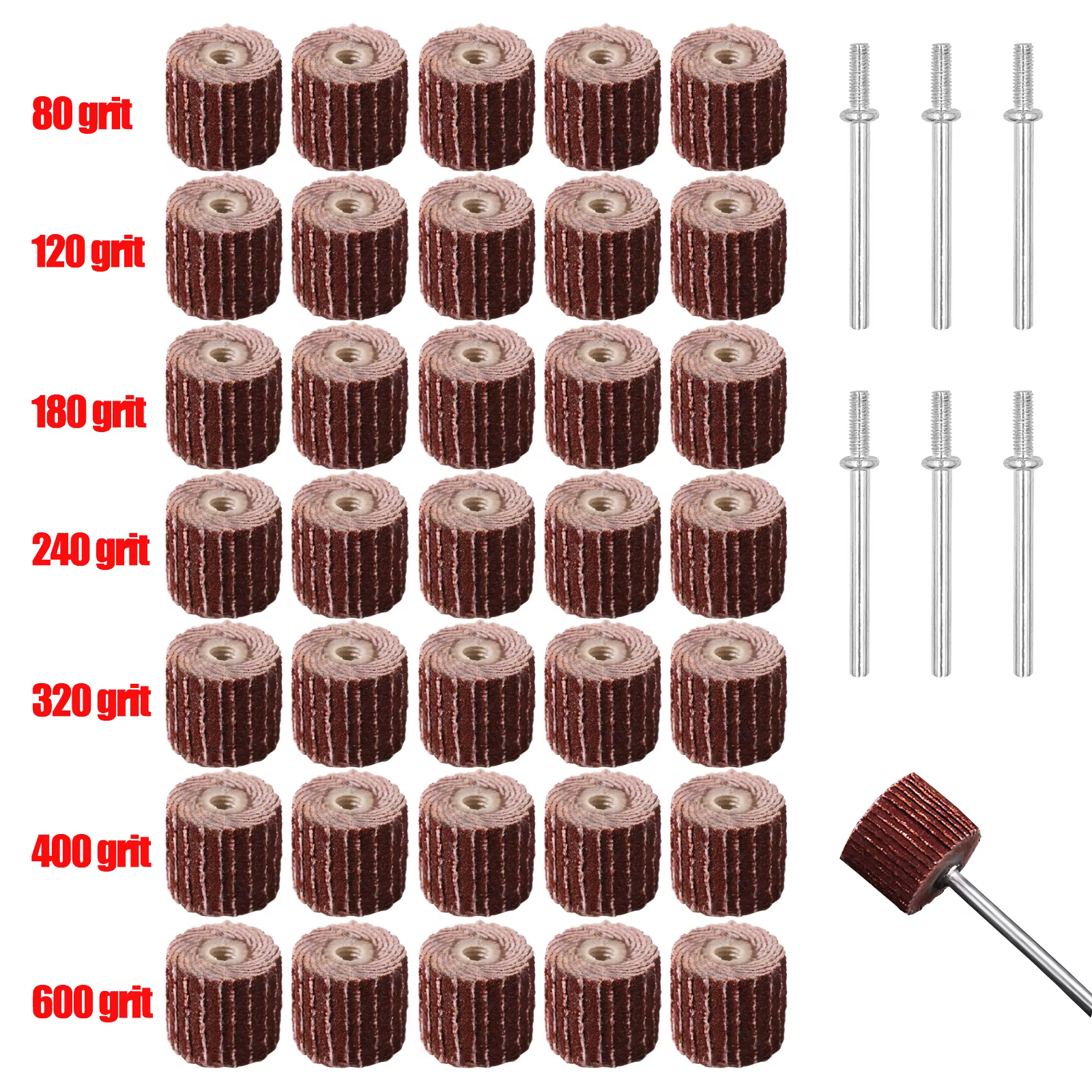 Roues de ponçage à lamelles de 10mm, 23 pièces, pour accessoires Dremel, meuleuse, ponceuse à clapet