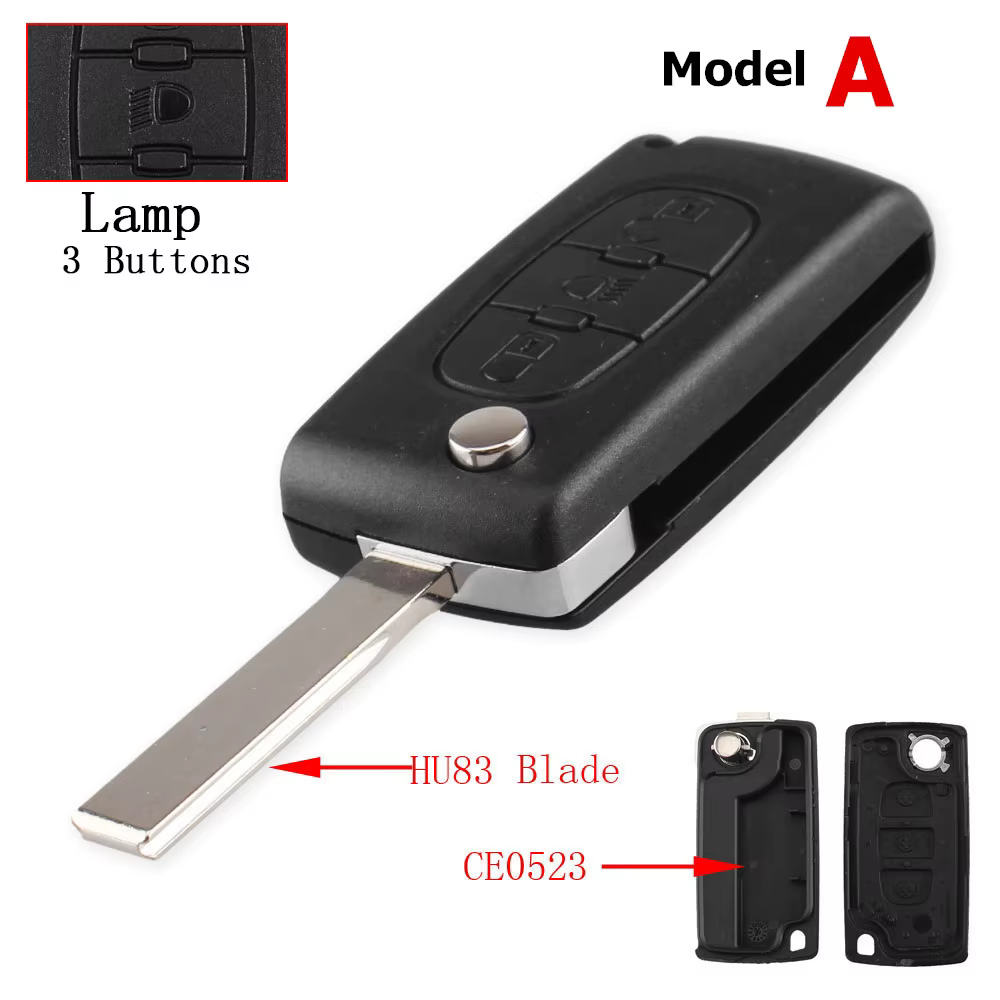 Étui pour clé télécommande à 2/3/4 boutons, adapté à la Peugeot 207 307 308 407 607 807 citroën C2 C