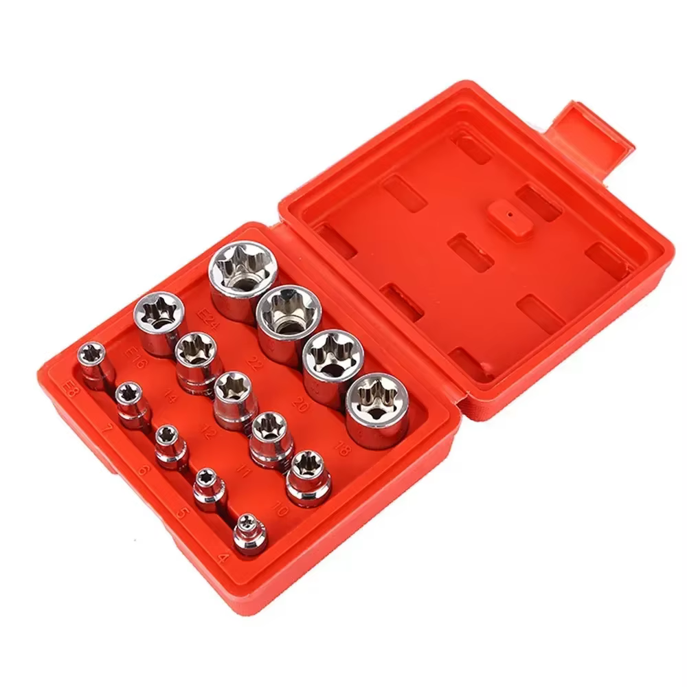 Jeu de douilles et d'embouts Torx Star, 34 pièces, avec boîte mâle/femelle, embouts de sécurité élec