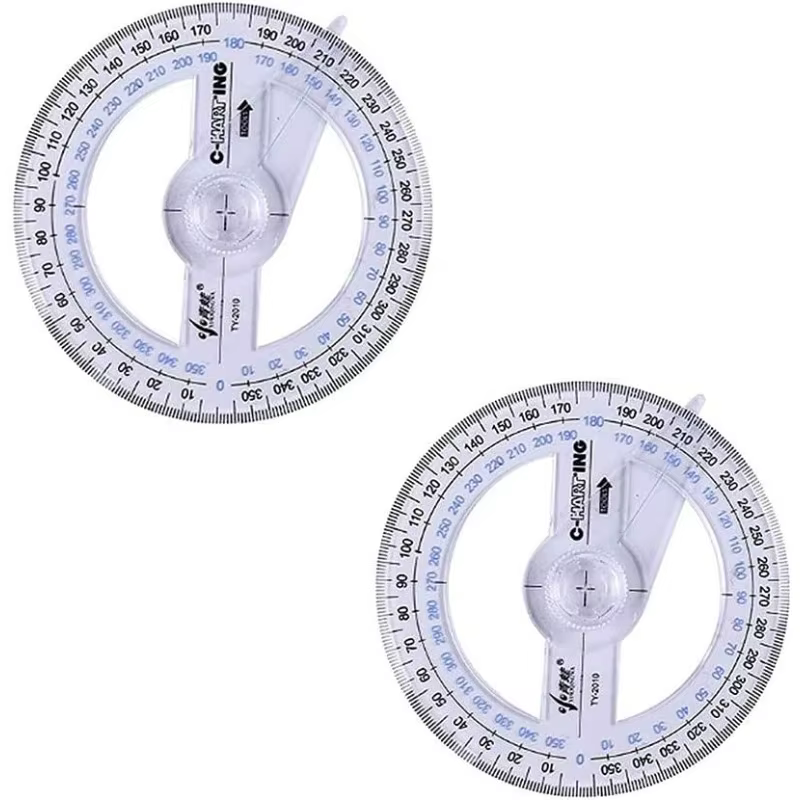 2 pièces Rapporteur circulaire de mesure d'angle à 360 degrés pour l'école, la salle de classe, le b
