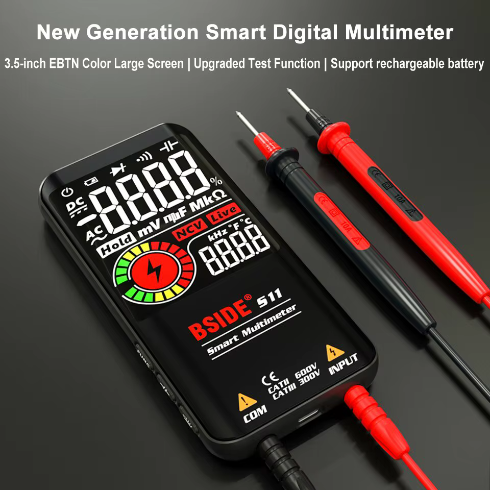 BSIDE multimètre numérique testeur d'électricien intelligent Charge USB T-RMS DC capacité de tension