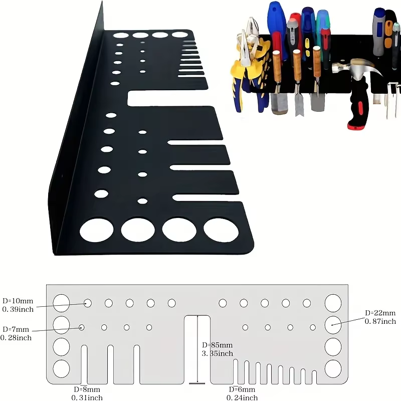 Étagère de rangement murale pour garage et atelier avec supports pour vis et marteaux - Organisateur