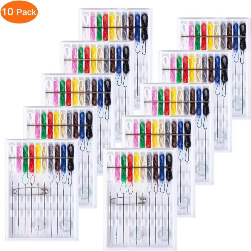 Kit de couture à fixation rapide pour la maison et les voyages, 10 boîtes, Kit d'aiguilles pré-filtr