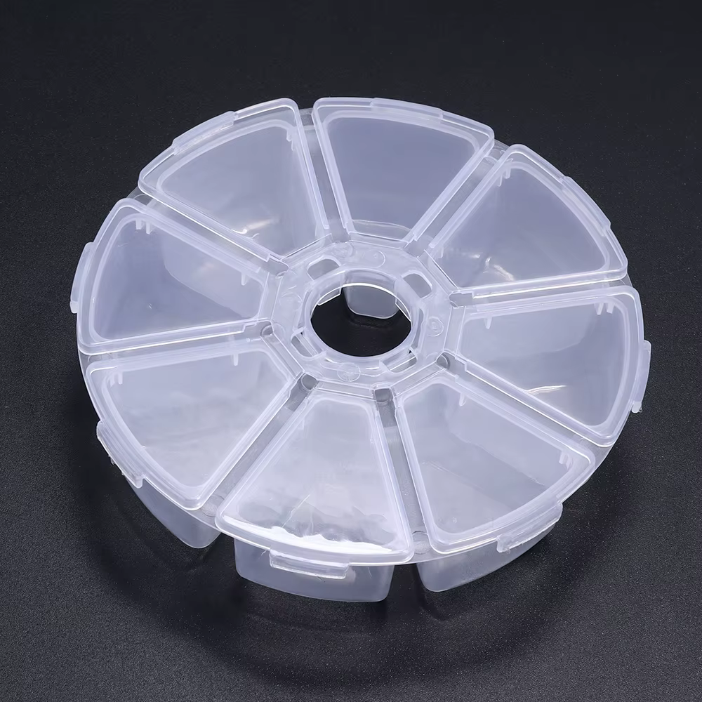Boîte de rangement ronde transparente en plastique, conteneur de perles de bijoux, outils de pêche,