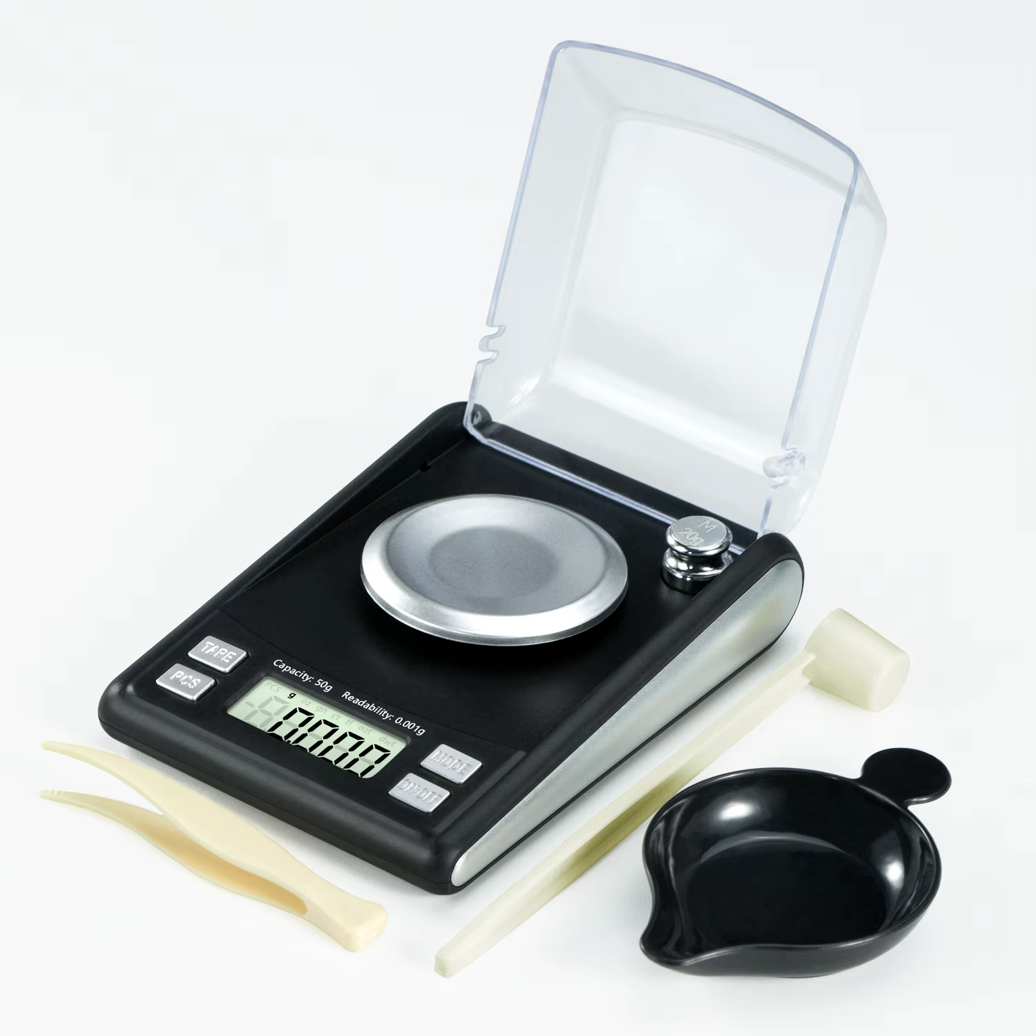 Balance de précision 50/0,001g avec poids de 20g, micro-balance pour médicaments en poudre, balance