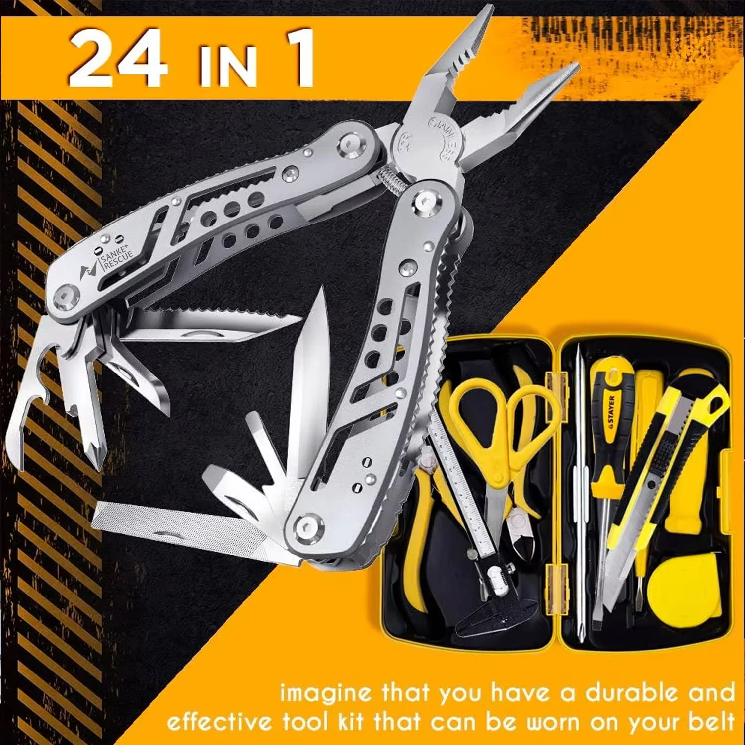Pince diagonale universelle multifonctionnelle 24 en 1, coupe-fil pour électricien professionnel, ou