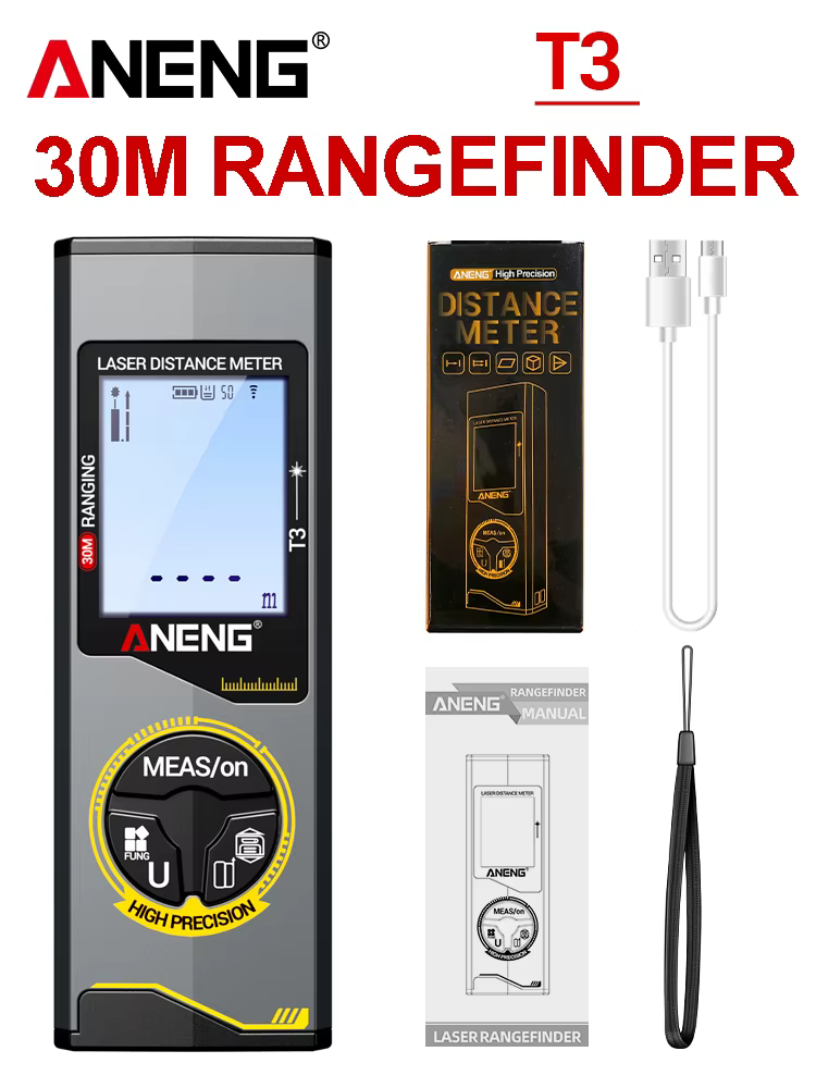 Télémètre laser ANENG T3 T3 Pro T5 T5 Pro 30M 50M, outil de mesure laser portable avec batterie lith
