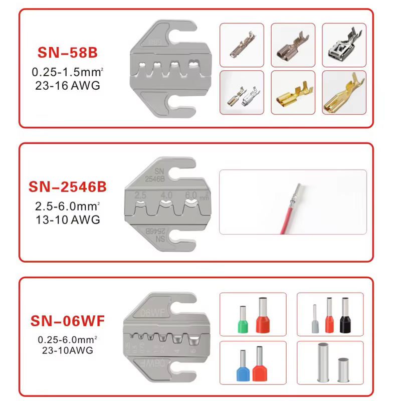 Pince à sertir, jeu de mâchoires à sertir, mâchoires à fente de 4mm, SN-48BS/58B/02C/2546B/2549 /06/
