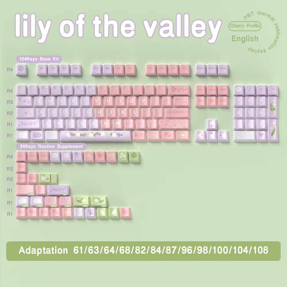 Linglan mignon thème Keycaps 138/158 touches cerise/Mda profil Pbt clavier mécanique Anime dessin an