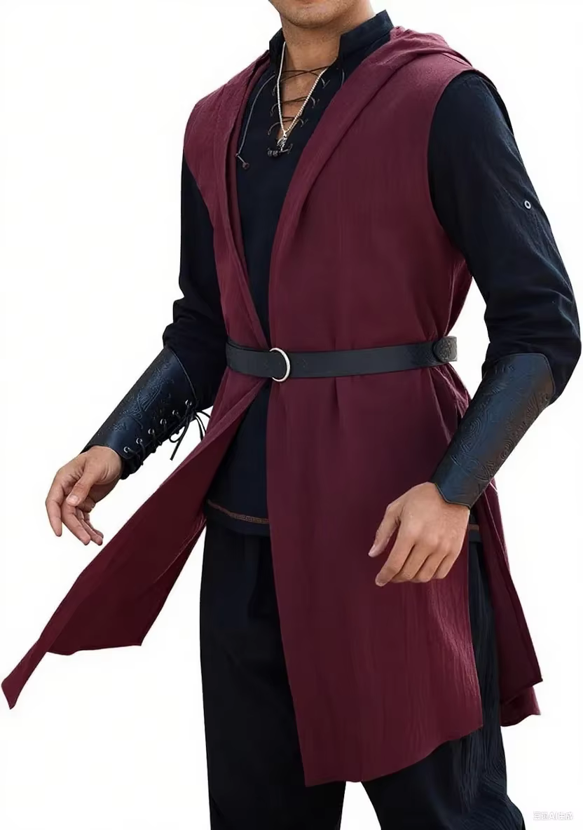 Costume de Ranger de la Renaissance pour hommes, manteau à capuche, chevalier médiéval, tunique sans