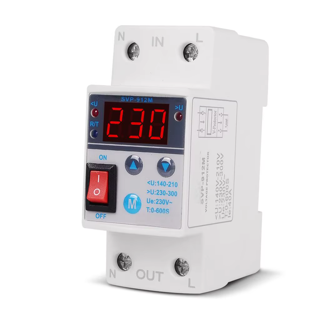 Protecteur intelligent de surtension et de sous-tension SVP-912M AC230V 40A 50/60Hz réglable à réini